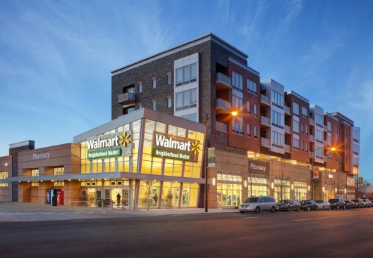 The development is anchored by a Walmart Neighborhood Market, the Bronzeville neighborhood's first grocery store in decades.