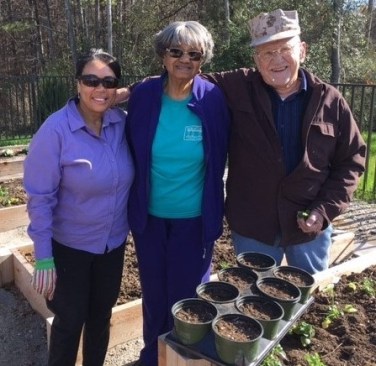 A handicapped-accessible community garden is a big hit among residents who enjoy the fresh produce and camaraderie.