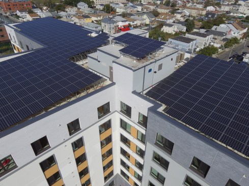 The solar panels at Beach Green Dunes provides a renewable source of energy to power the building's common areas.