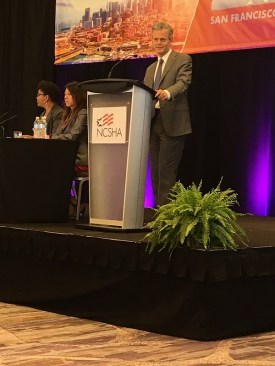 Stockton Williams, executive director of the National Council of State Housing Agencies (NCSHA), leads a discussion with California housing leaders at the NCSHA Housing Credit Connect 2019 conference.