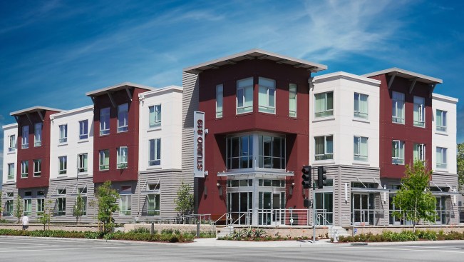 Developers Eden Housing and ROEM Corp. have transformed a dilapidated corner in downtown Mountain View, Calif., into modern workforce studio apartments.