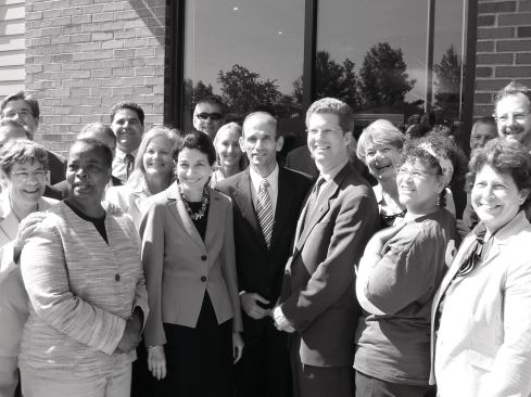 Sen. Snowe with Maine Gov. John Baldacci and HUD Secretary Shaun Donovan at the grand opening of Florence House, an affordable housing development for homeless women, in Portland in 2010.